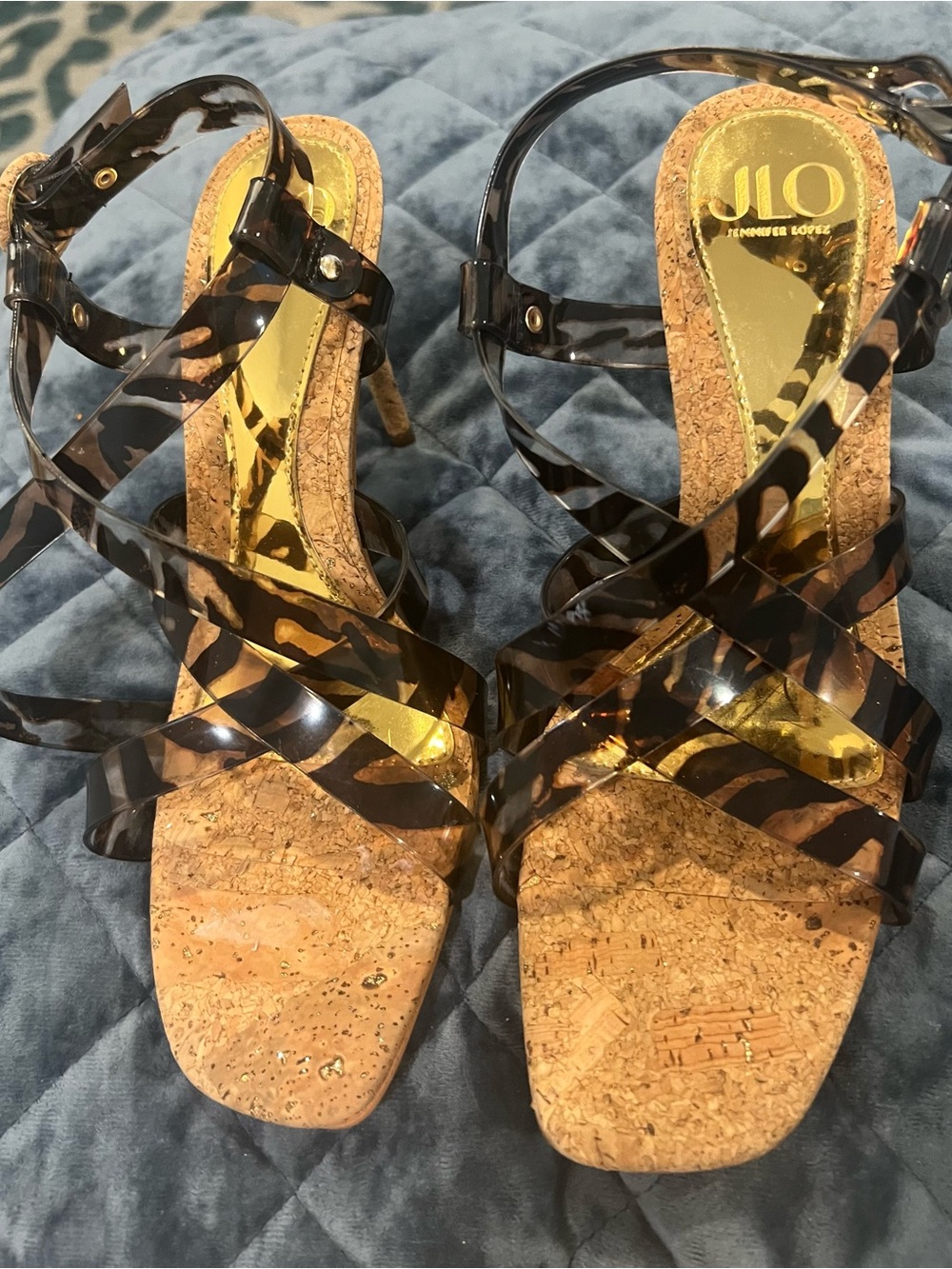 Jennifer Lopez Animal Print Fren Sandals Size 7.5